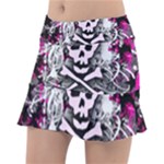 Pink Skull Splatter Tennis Skirt