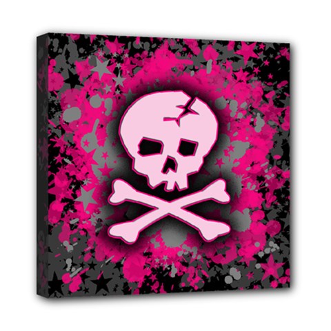 Pink Skull Star Splatter Mini Canvas 8  x 8  (Stretched) from ArtsNow.com