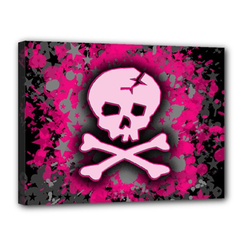 Pink Skull Star Splatter Canvas 16  x 12  (Stretched) from ArtsNow.com