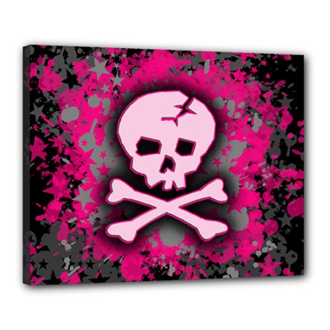 Pink Skull Star Splatter Canvas 20  x 16  (Stretched) from ArtsNow.com