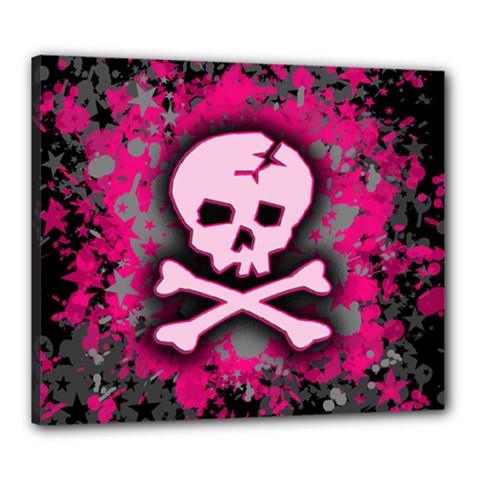 Pink Skull Star Splatter Canvas 24  x 20  (Stretched) from ArtsNow.com