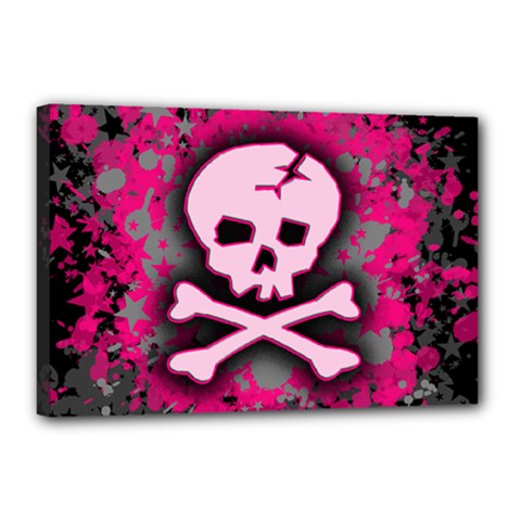 Pink Skull Star Splatter Canvas 18  x 12  (Stretched) from ArtsNow.com