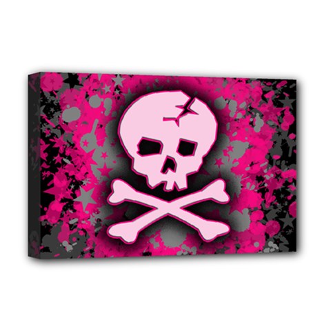 Pink Skull Star Splatter Deluxe Canvas 18  x 12  (Stretched) from ArtsNow.com