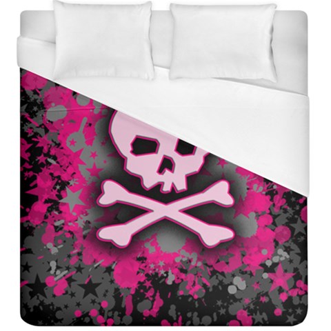 Pink Skull Star Splatter Duvet Cover (King Size) from ArtsNow.com