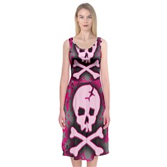 Pink Skull Star Splatter Midi Sleeveless Dress from ArtsNow.com