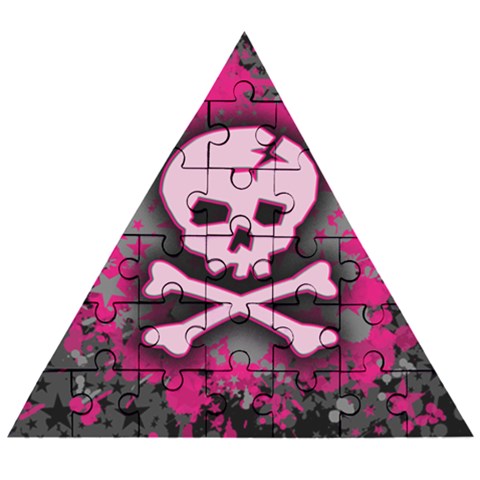 Pink Skull Star Splatter Wooden Puzzle Triangle from ArtsNow.com