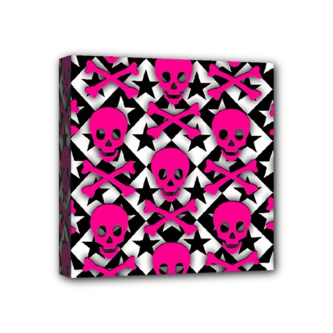 Pink Skulls & Stars Mini Canvas 4  x 4  (Stretched) from ArtsNow.com