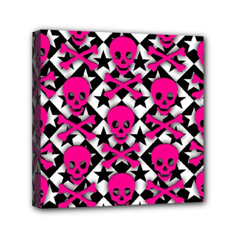 Pink Skulls & Stars Mini Canvas 6  x 6  (Stretched) from ArtsNow.com