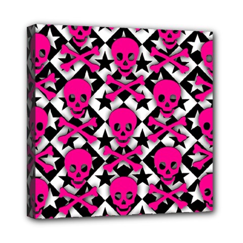 Pink Skulls & Stars Mini Canvas 8  x 8  (Stretched) from ArtsNow.com