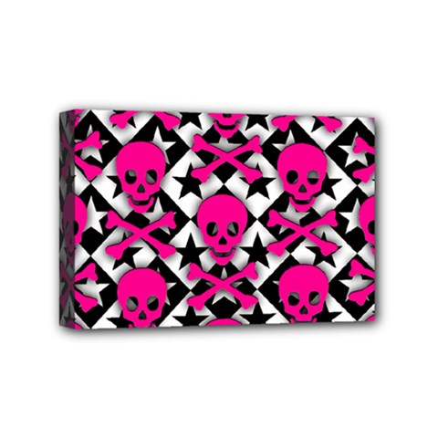 Pink Skulls & Stars Mini Canvas 6  x 4  (Stretched) from ArtsNow.com