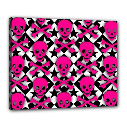 Pink Skulls & Stars Canvas 20  x 16  (Stretched) from ArtsNow.com