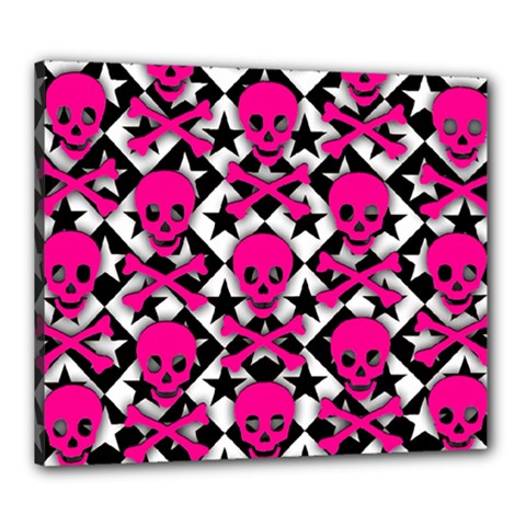 Pink Skulls & Stars Canvas 24  x 20  (Stretched) from ArtsNow.com