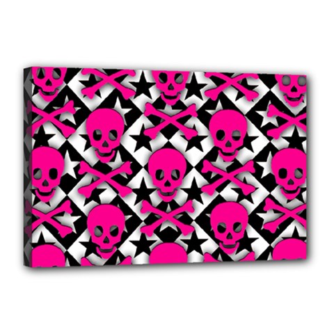 Pink Skulls & Stars Canvas 18  x 12  (Stretched) from ArtsNow.com