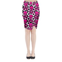 Pink Skulls & Stars Midi Wrap Pencil Skirt from ArtsNow.com