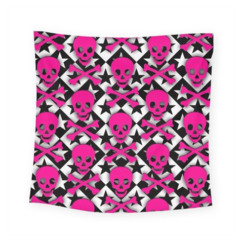 Pink Skulls & Stars Square Tapestry (Small) from ArtsNow.com