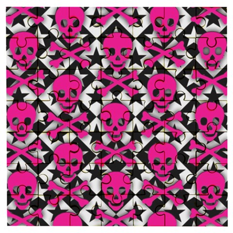 Pink Skulls & Stars Wooden Puzzle Square from ArtsNow.com