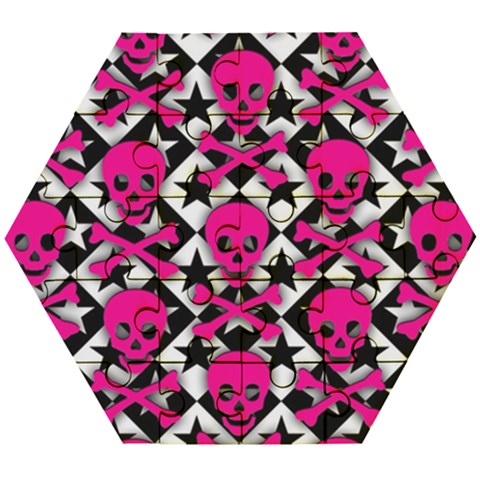 Pink Skulls & Stars Wooden Puzzle Hexagon from ArtsNow.com