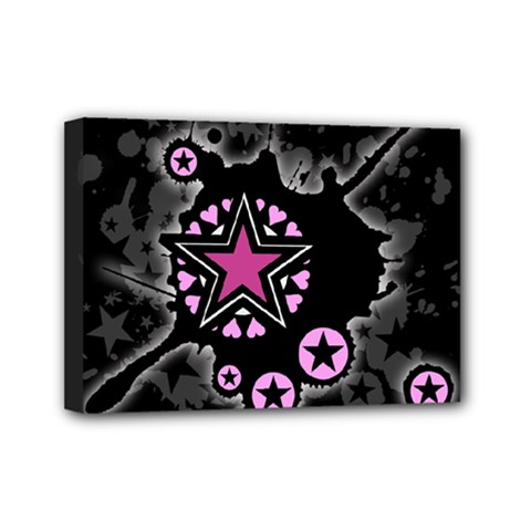 Pink Star Explosion Mini Canvas 7  x 5  (Stretched) from ArtsNow.com