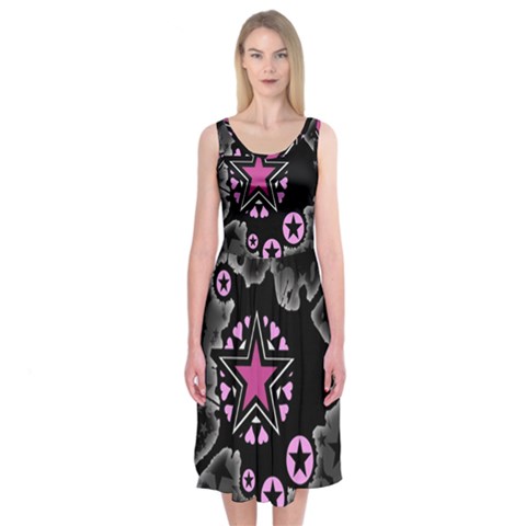 Pink Star Explosion Midi Sleeveless Dress from ArtsNow.com