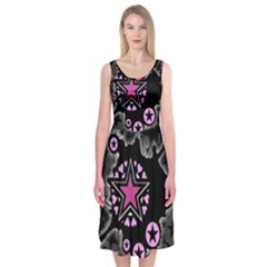 Pink Star Explosion Midi Sleeveless Dress from ArtsNow.com