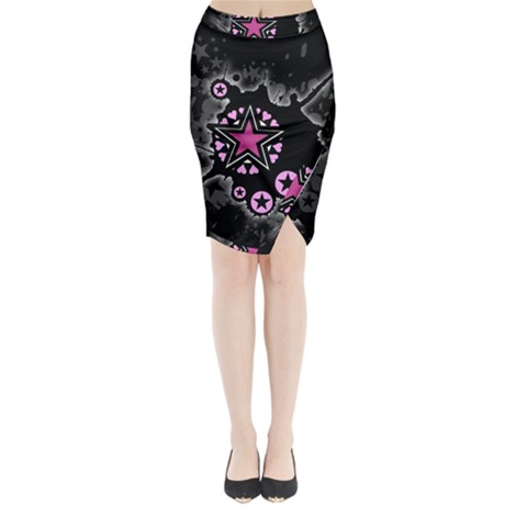 Pink Star Explosion Midi Wrap Pencil Skirt from ArtsNow.com