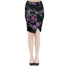 Pink Star Explosion Midi Wrap Pencil Skirt from ArtsNow.com