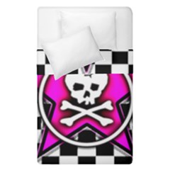 Pink Star Skull Checker Duvet Cover Double Side (Single Size) from ArtsNow.com