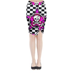 Pink Star Skull Checker Midi Wrap Pencil Skirt from ArtsNow.com