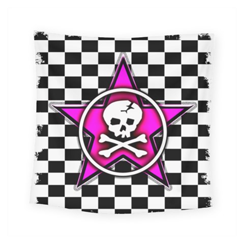 Pink Star Skull Checker Square Tapestry (Small) from ArtsNow.com