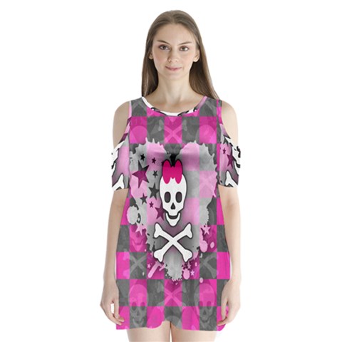 Princess Skull Heart Shoulder Cutout Velvet One Piece from ArtsNow.com