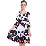 Punk Skull Quarter Sleeve Waist Band Dress