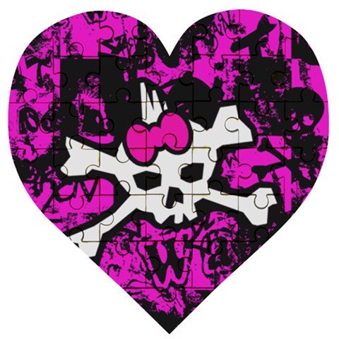 Punk Skull Princess Wooden Puzzle Heart from ArtsNow.com