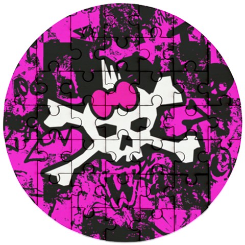 Punk Skull Princess Wooden Puzzle Round from ArtsNow.com