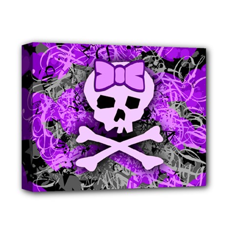 Purple Girly Skull Deluxe Canvas 14  x 11  (Stretched) from ArtsNow.com