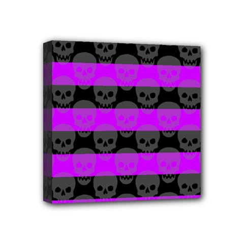 Purple Goth Skulls  Mini Canvas 4  x 4  (Stretched) from ArtsNow.com