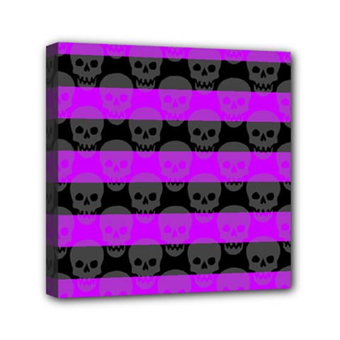 Purple Goth Skulls  Mini Canvas 6  x 6  (Stretched) from ArtsNow.com