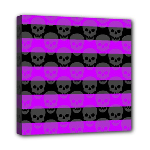 Purple Goth Skulls  Mini Canvas 8  x 8  (Stretched) from ArtsNow.com