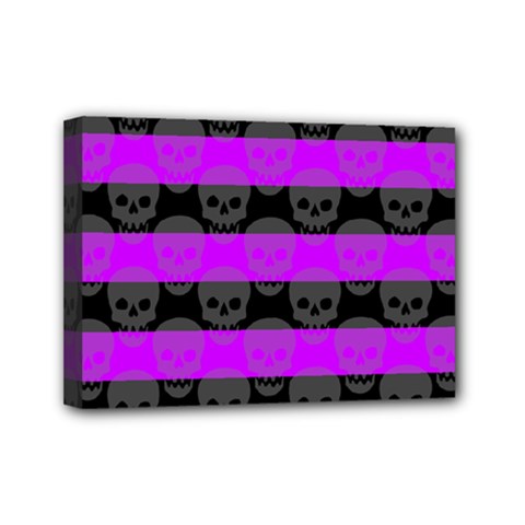 Purple Goth Skulls  Mini Canvas 7  x 5  (Stretched) from ArtsNow.com