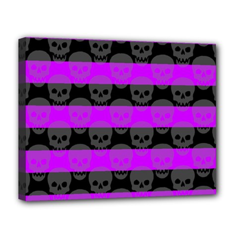 Purple Goth Skulls  Canvas 14  x 11  (Stretched) from ArtsNow.com