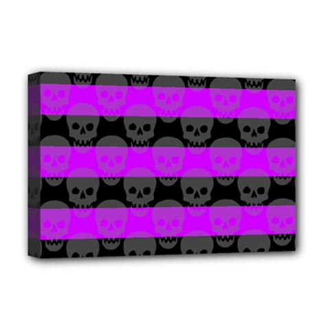 Purple Goth Skulls  Deluxe Canvas 18  x 12  (Stretched) from ArtsNow.com