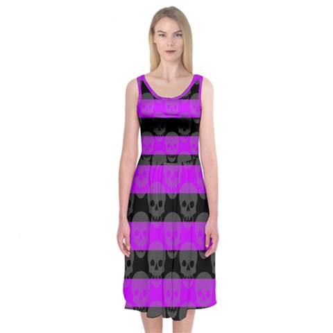 Purple Goth Skulls  Midi Sleeveless Dress from ArtsNow.com