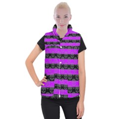 Purple Goth Skulls  Women s Button Up Vest from ArtsNow.com