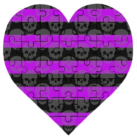 Purple Goth Skulls  Wooden Puzzle Heart from ArtsNow.com