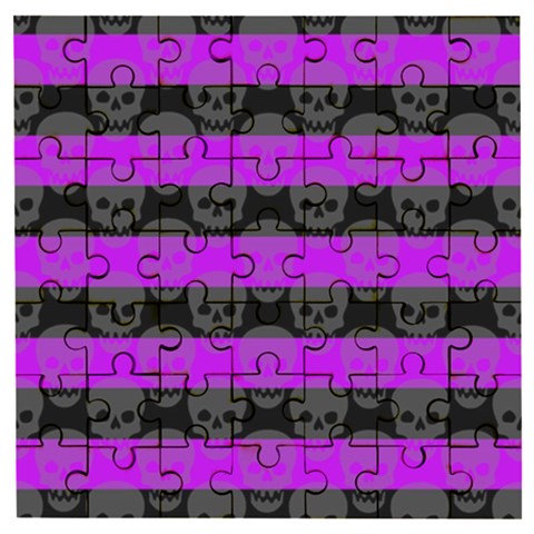 Purple Goth Skulls  Wooden Puzzle Square from ArtsNow.com