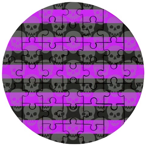 Purple Goth Skulls  Wooden Puzzle Round from ArtsNow.com