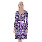 Purple Star Long Sleeve Velvet Front Wrap Dress