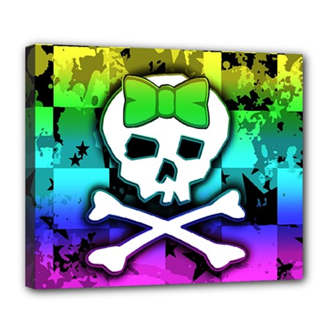 Rainbow Skull Deluxe Canvas 24  x 20  (Stretched) from ArtsNow.com