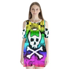 Rainbow Skull Shoulder Cutout Velvet One Piece from ArtsNow.com