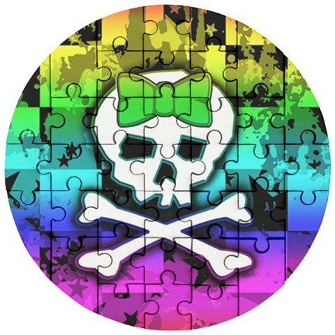 Rainbow Skull Wooden Puzzle Round from ArtsNow.com