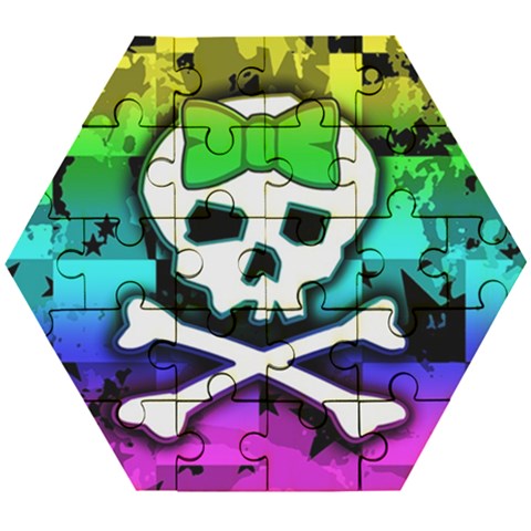 Rainbow Skull Wooden Puzzle Hexagon from ArtsNow.com